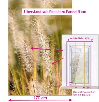 Preview: Flächenvorhang Spätsommergras 3er Set, Schiebegardine, Schiebegardinen, blickdicht, Flächenvorhang blickdicht, Schiebevorhang,